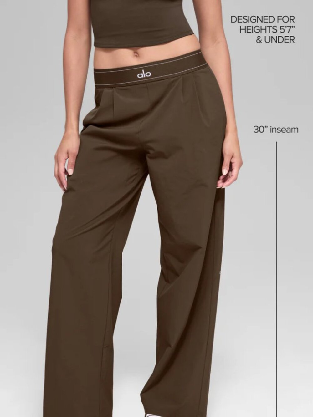 NWT Espresso ALO Yoga Studio Style Suit Up Pants👜Relaxed Regular 30" Inseam - Picture 10 of 11